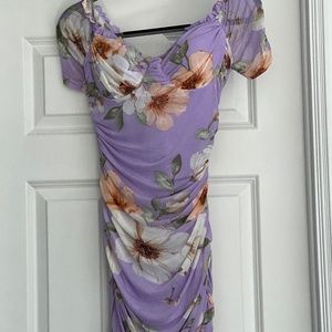 Lavender Floral Print Bodycon Dress